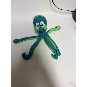 CLOUD 9 TOYS Octopus Nylon Hanging 8" Plush 6 Tentacles Blue Green Parachute